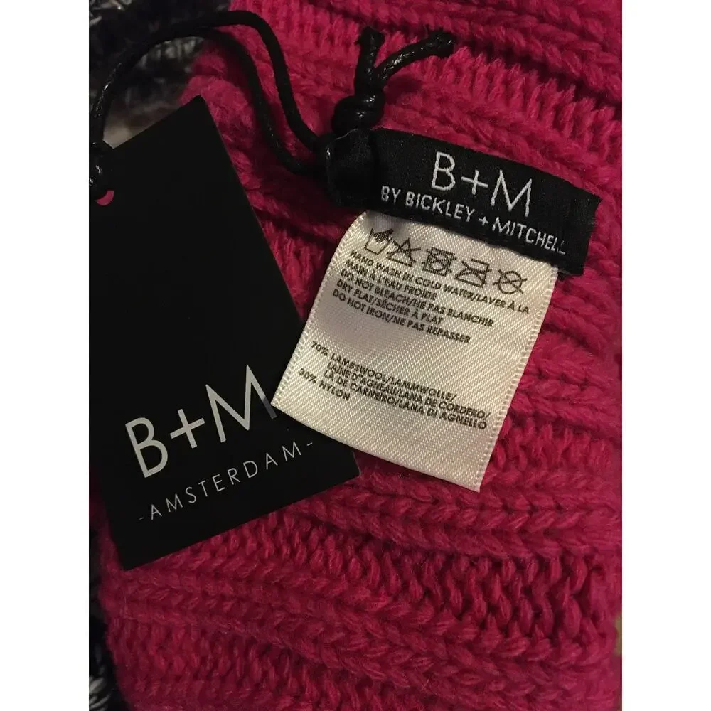 NEW Bickley + Mitchell Women’s One Size Pink Chunky Knit Beanie Hat